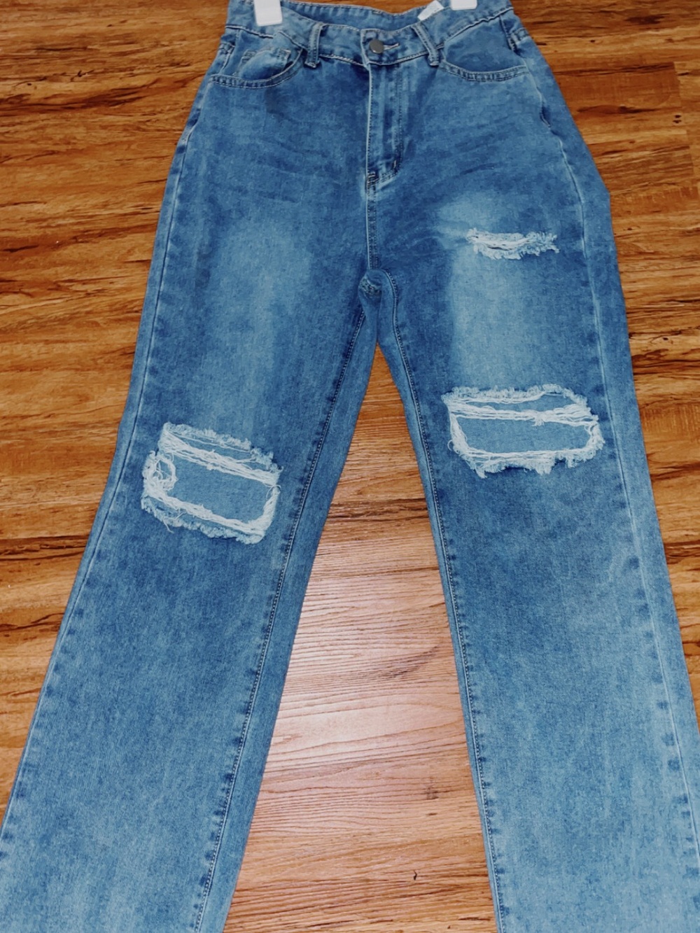 High-Rise Ripped Women's Jeans - Blue